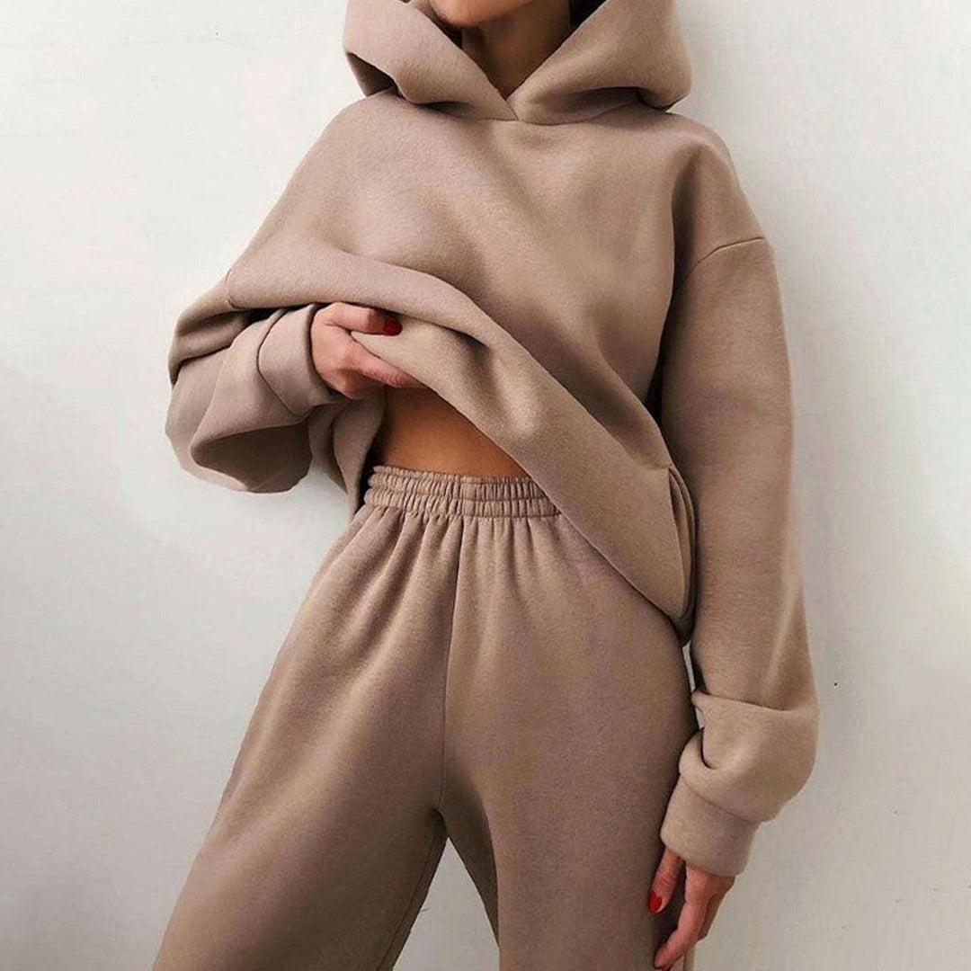 Damen Oversized Hoodie und Jogginghose-Set Streetstyle Trainingsanzug - Khaki