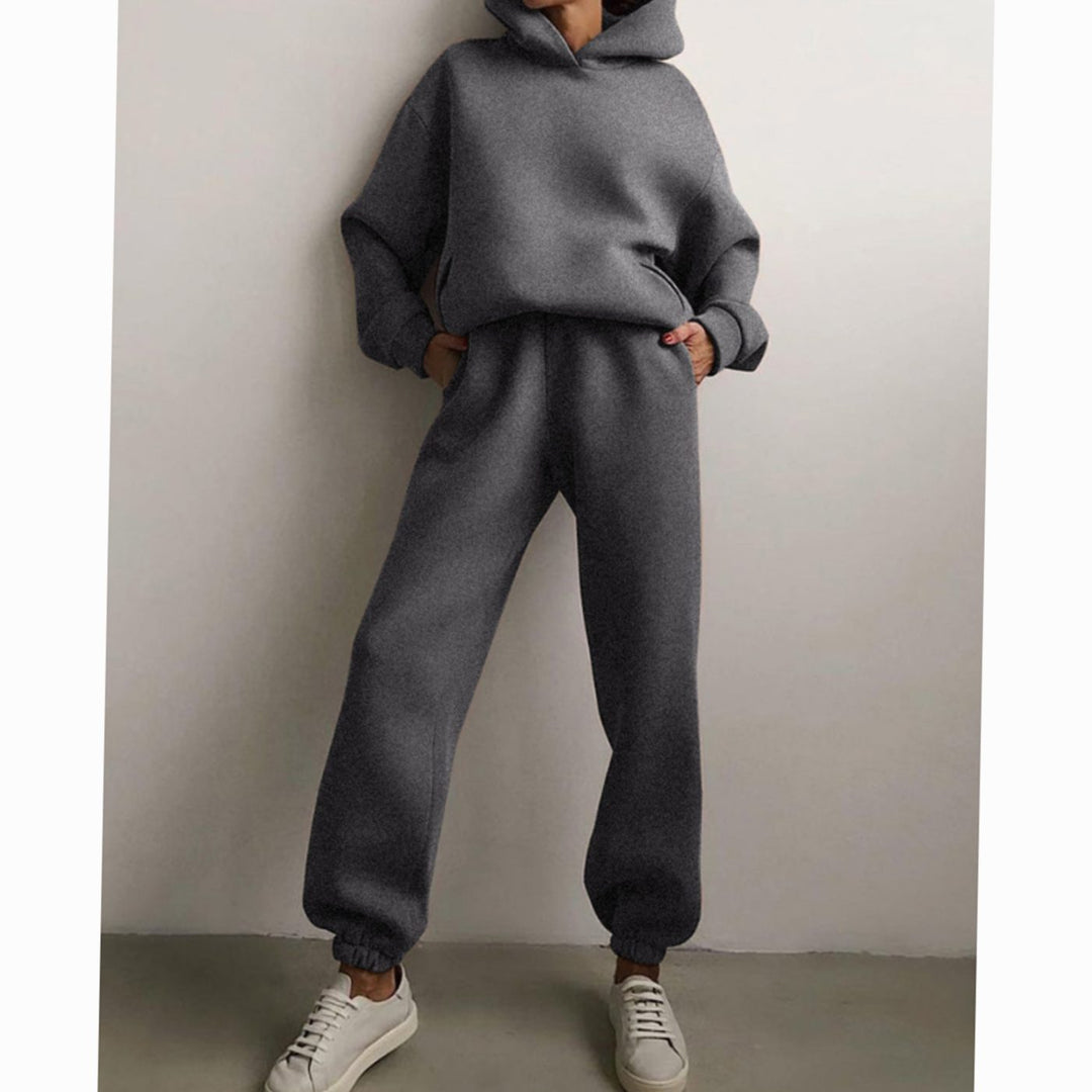 Damen Oversized Hoodie und Jogginghose-Set Streetstyle Trainingsanzug - Dunkelgrau