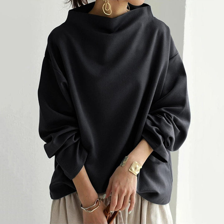 Damen Oversized Stehkragen Knit Sweater Weicher Strickpullover