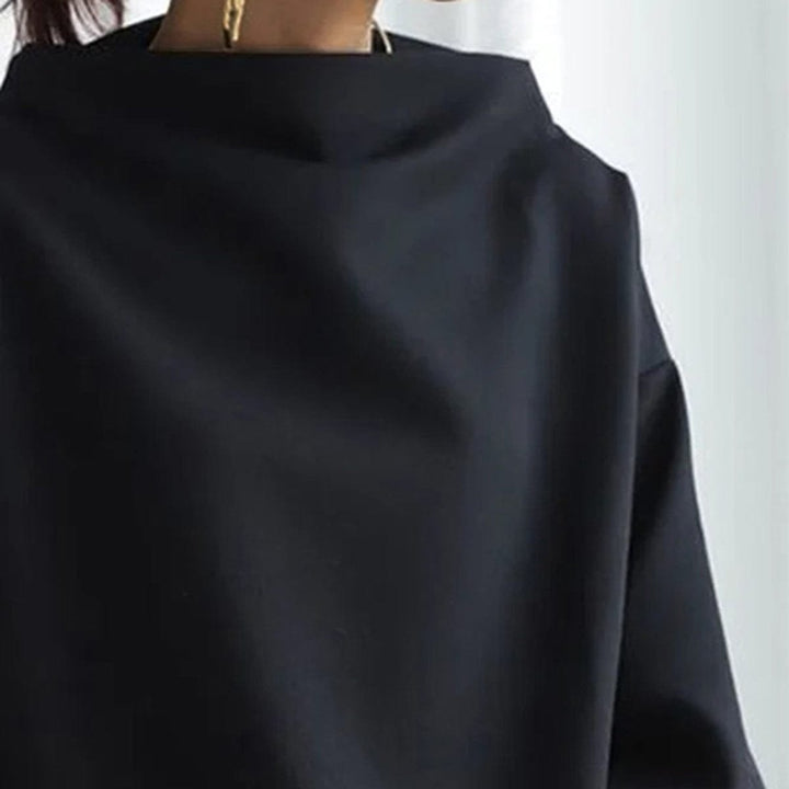 Damen Oversized Stehkragen Knit Sweater Weicher Strickpullover