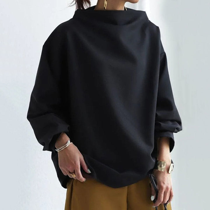 Damen Oversized Stehkragen Knit Sweater Weicher Strickpullover