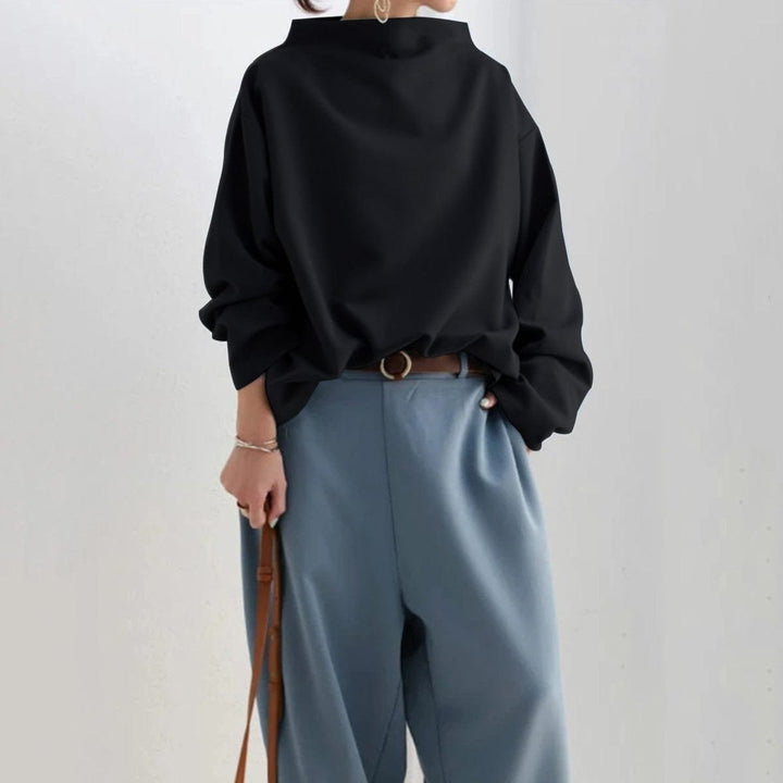 Damen Oversized Stehkragen Knit Sweater Weicher Strickpullover