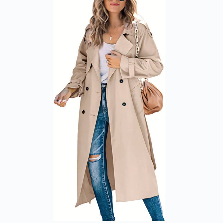 Damen Oversized Trench Coat mit Bindegürtel - Khaki