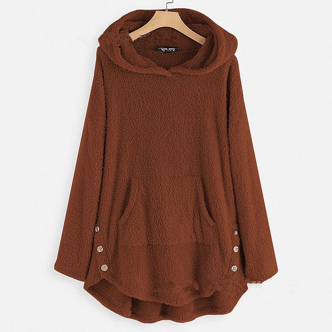 Damen Plüsch Hoodie Pullover weicher Fleece-Reißverschluss-Sweatshirt mit Katzenmotiv - Bordeaux