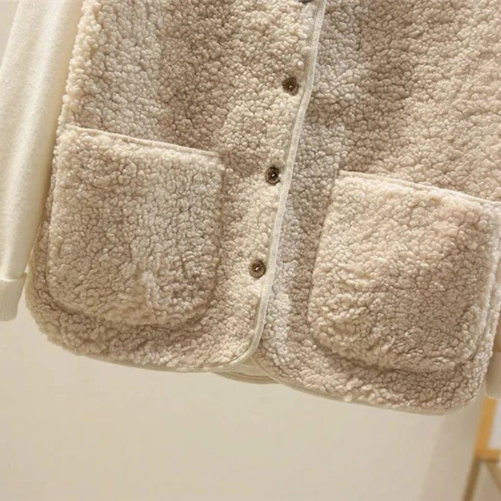 Damen Puffer Vest Women Teddyfleece Steppweste mit Knöpfen
