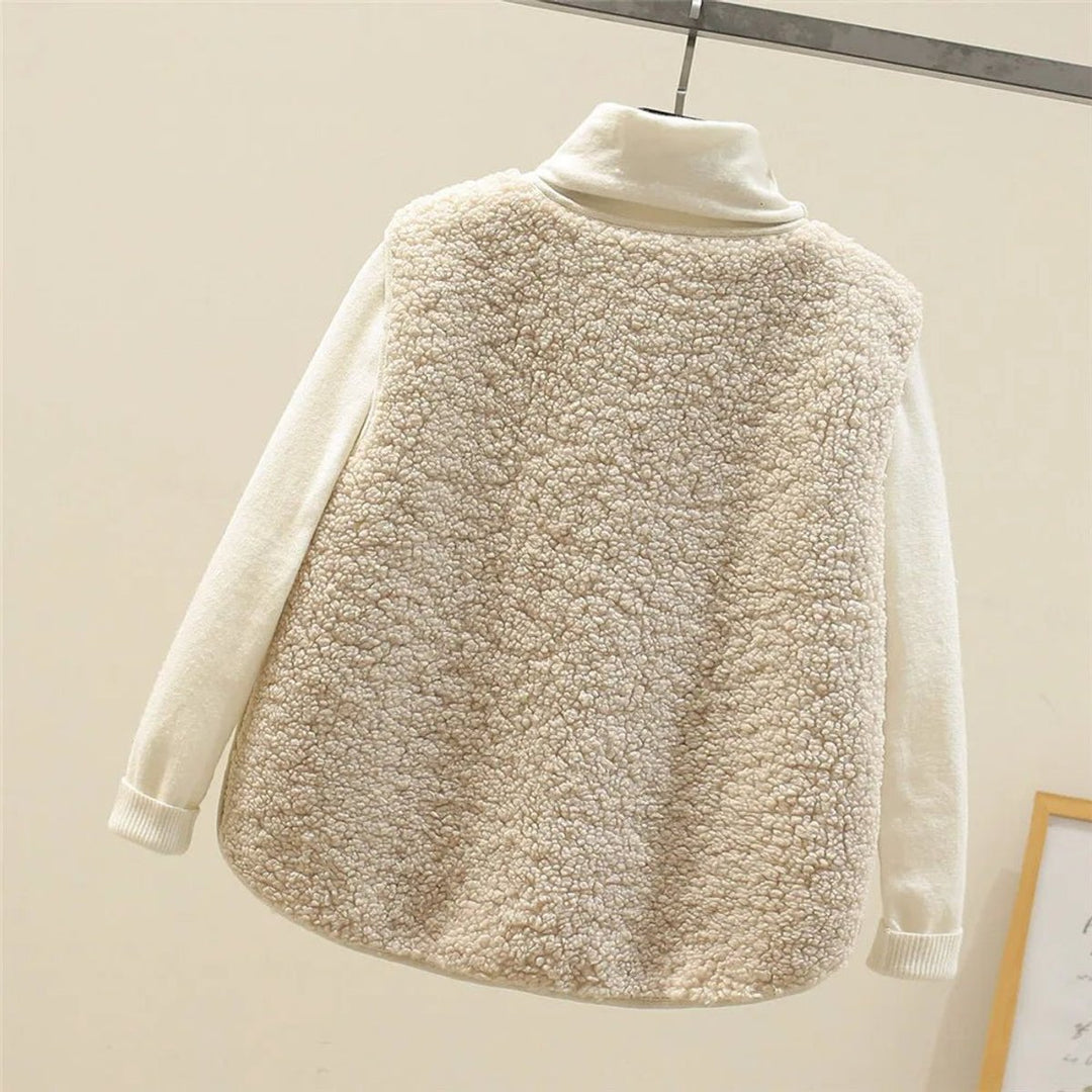 Damen Puffer Vest Women Teddyfleece Steppweste mit Knöpfen