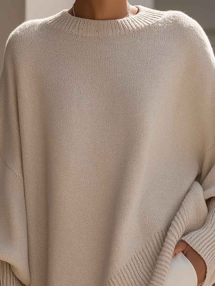 Damen Pullover Oversized Asymmetrisch Baumwolle Acryl