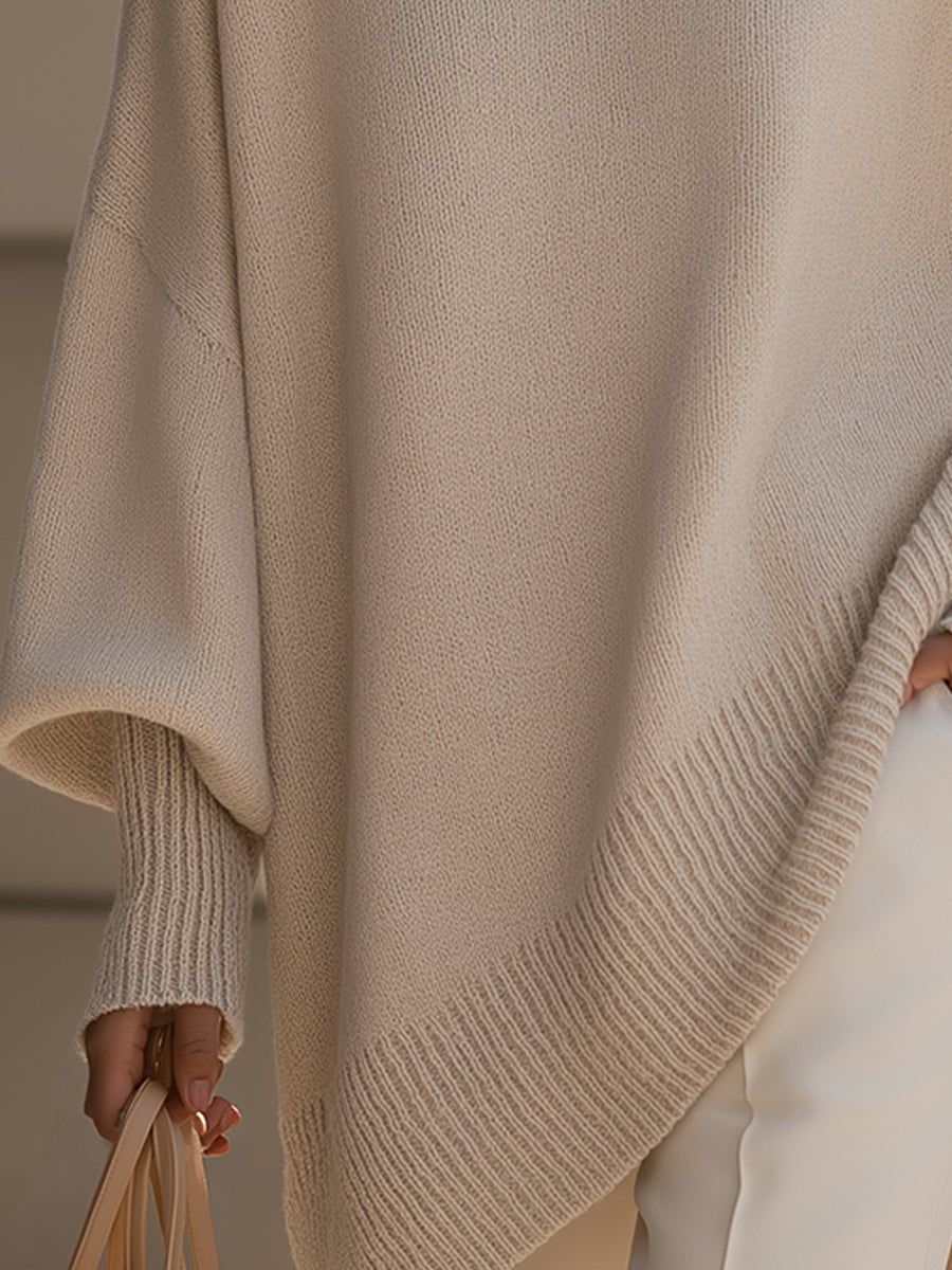 Damen Pullover Oversized Asymmetrisch Baumwolle Acryl