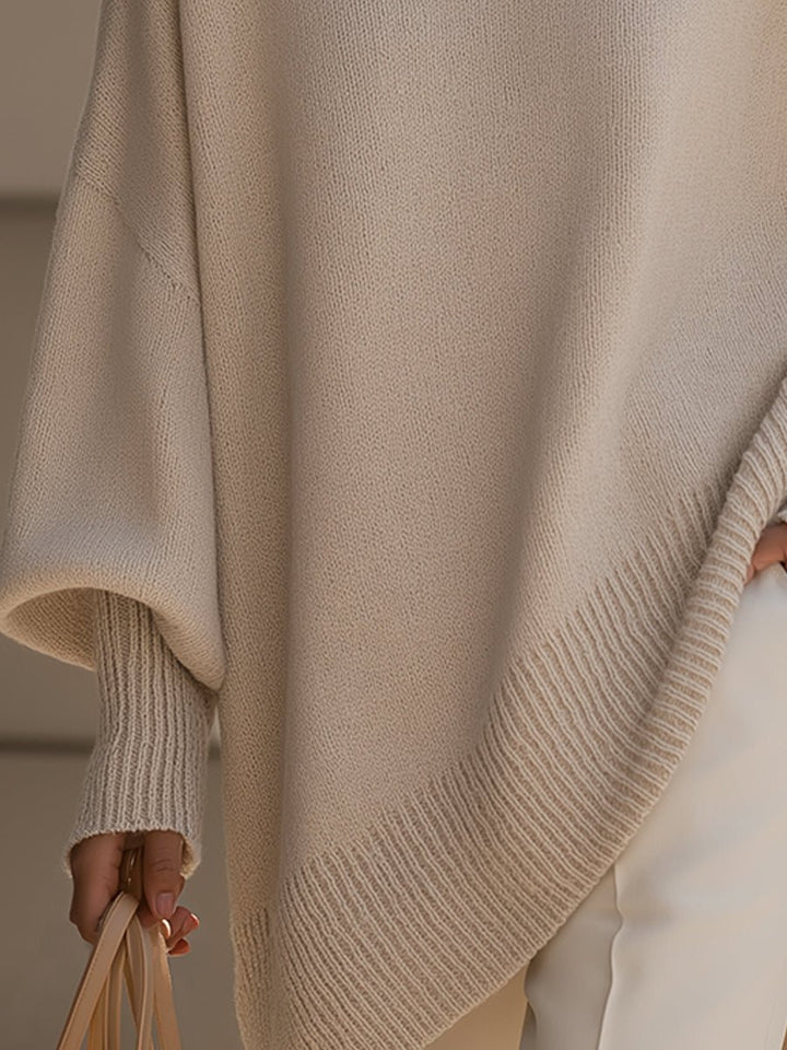 Damen Pullover Oversized Asymmetrisch Baumwolle Acryl