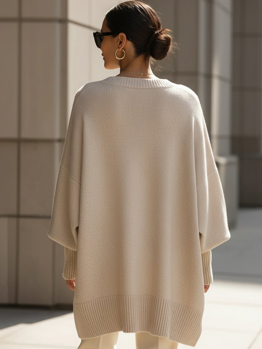 Damen Pullover Oversized Asymmetrisch Baumwolle Acryl