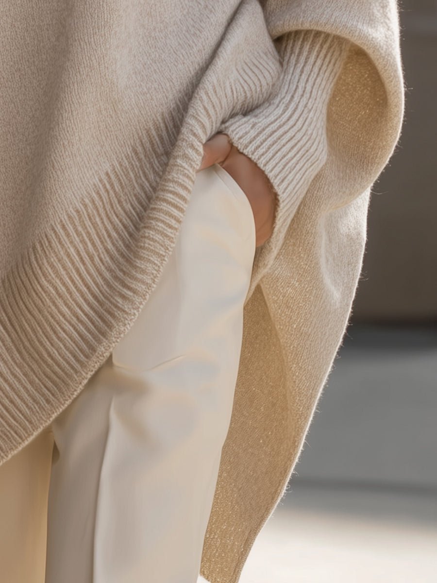 Damen Pullover Oversized Asymmetrisch Baumwolle Acryl