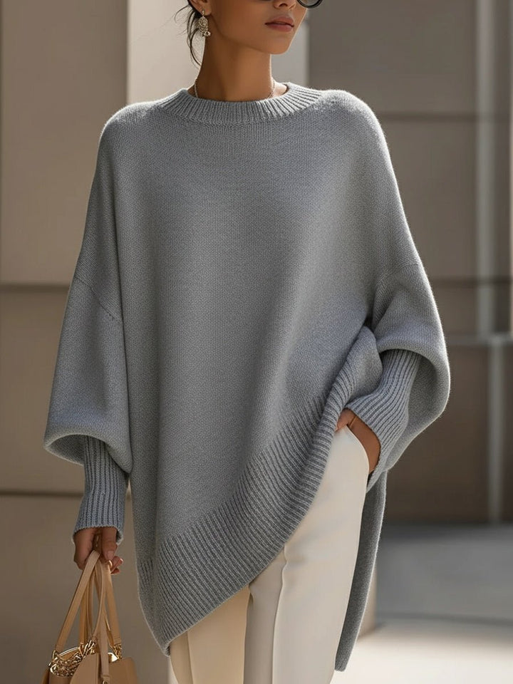 Damen Pullover Oversized Asymmetrisch Baumwolle Acryl - Gray