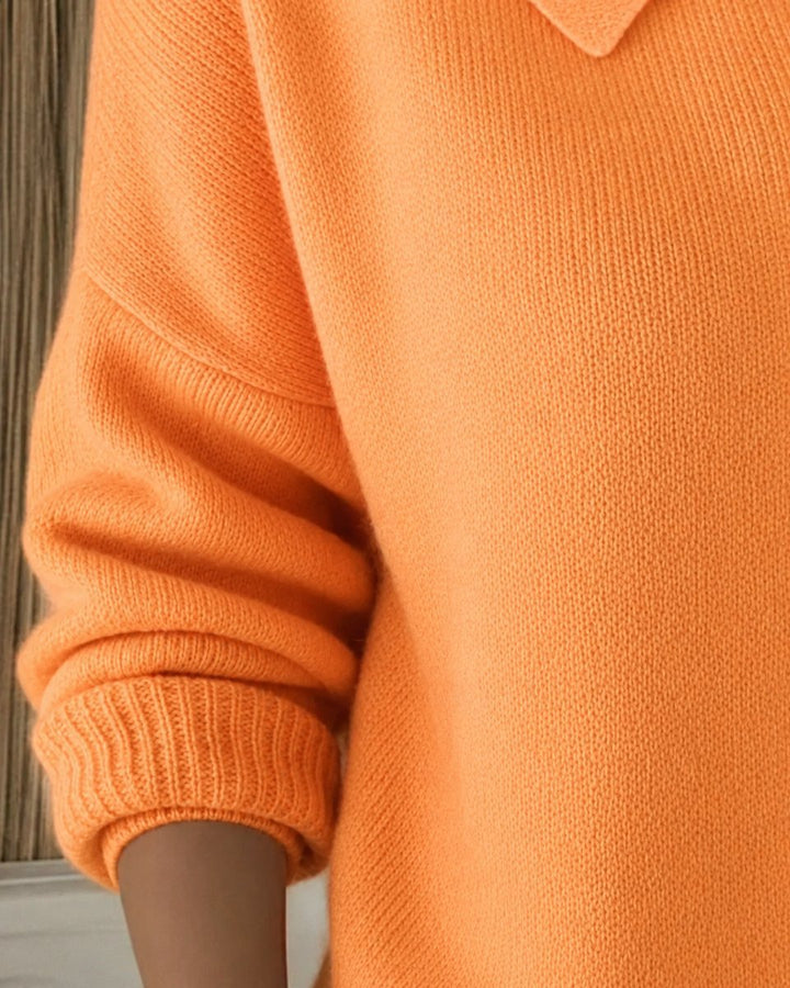 Damen Relaxed-Fit Polokragen Strick-Cardigan mit Knopfleiste