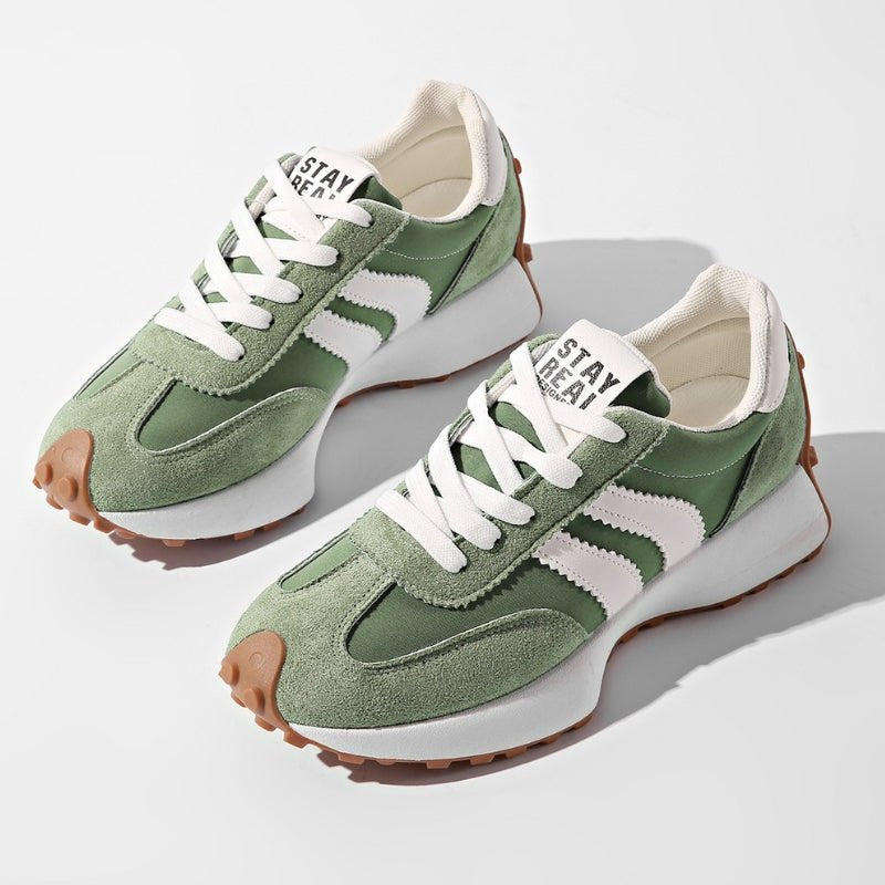 Damen Retro Platform Chunky Sneaker mit Schnürung - Green