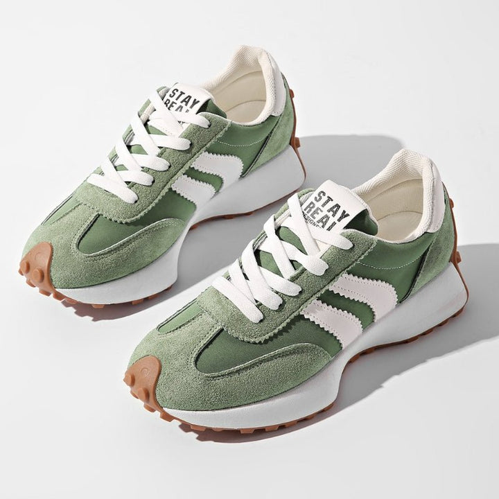 Damen Retro Platform Chunky Sneaker mit Schnürung - Green