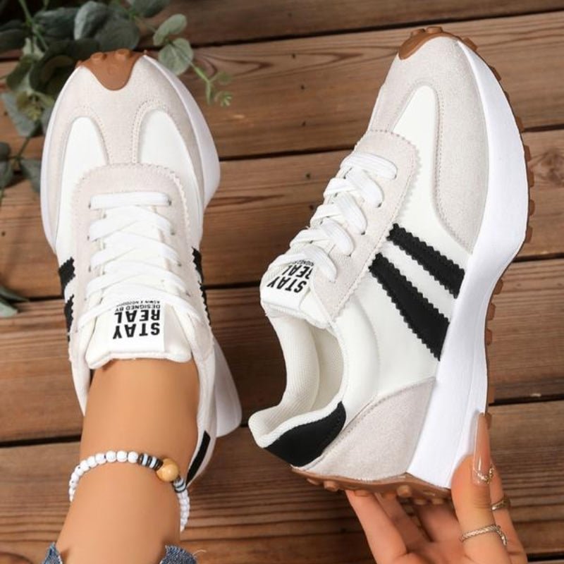 Damen Retro Platform Chunky Sneaker mit Schnürung