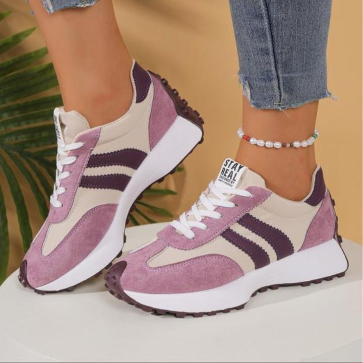 Damen Retro Platform Chunky Sneaker mit Schnürung