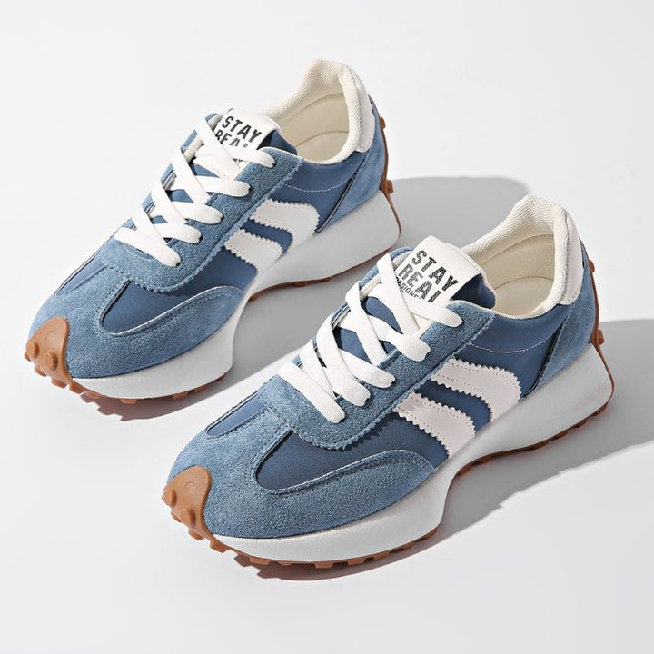 Damen Retro Platform Chunky Sneaker mit Schnürung - Blue