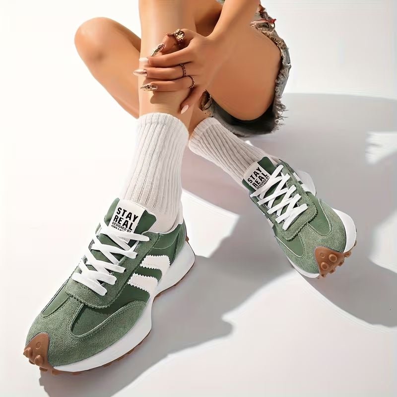 Damen Retro Platform Chunky Sneaker mit Schnürung