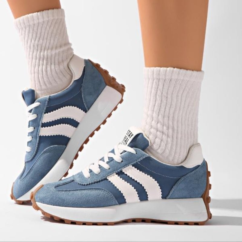 Damen Retro Platform Chunky Sneaker mit Schnürung