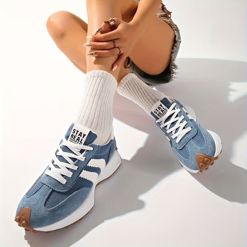 Damen Retro Platform Chunky Sneaker mit Schnürung