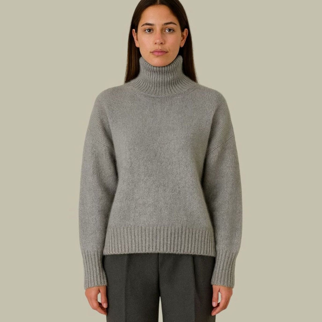 Damen Rollkragenpullover aus Merinowolle Oversized Strickpullover