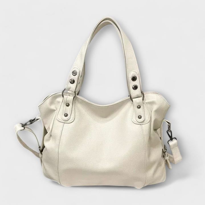 Damen Schultertasche Leder-Optik Hobo-Stil - Beige
