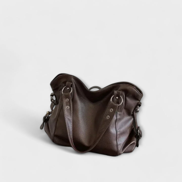 Damen Schultertasche Leder-Optik Hobo-Stil - Brown