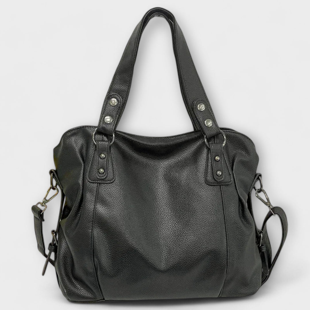 Damen Schultertasche Leder-Optik Hobo-Stil - Black
