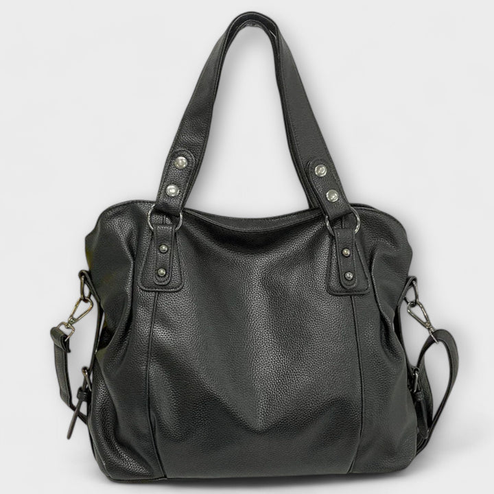 Damen Schultertasche Leder-Optik Hobo-Stil - Black