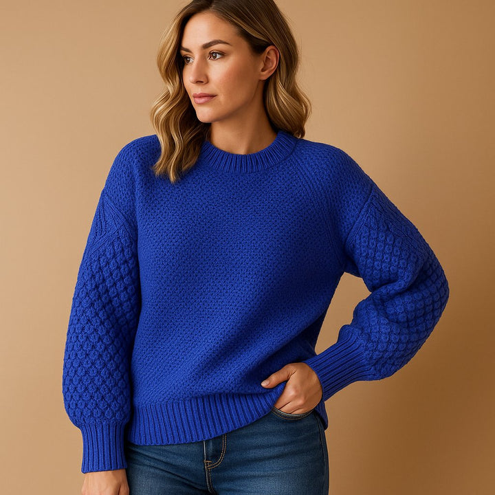 Damen Soft-Knit Langarm Pullover - Blue