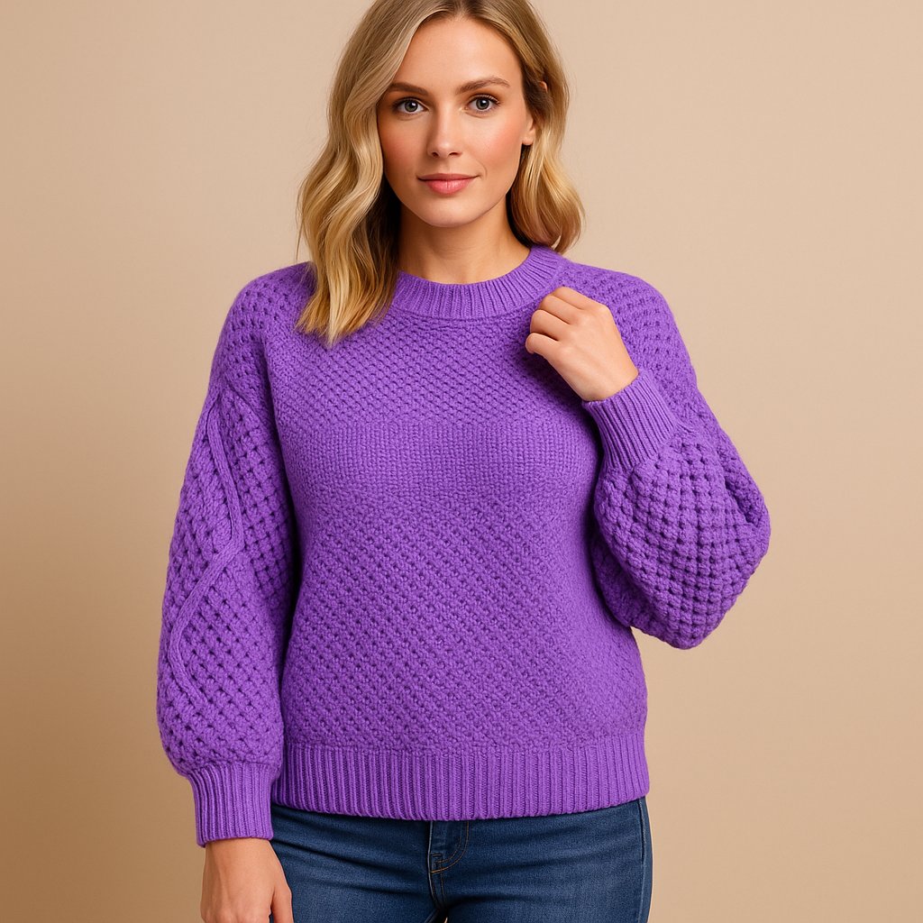 Damen Soft-Knit Langarm Pullover - Violet