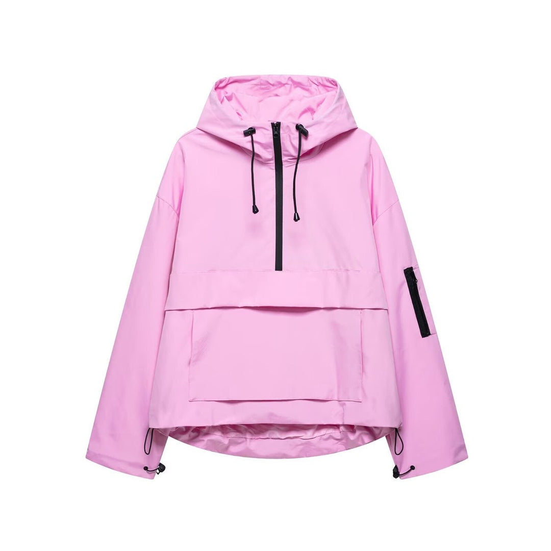 Damen Stepp-Übergangsjacke mit Kapuze Windabweisend Anorak - Rosa