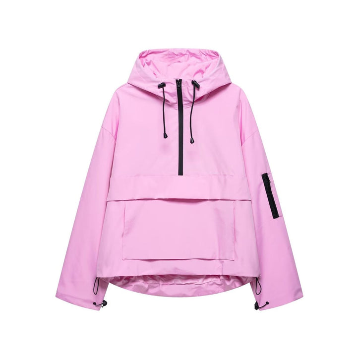 Damen Stepp-Übergangsjacke mit Kapuze Windabweisend Anorak - Rosa