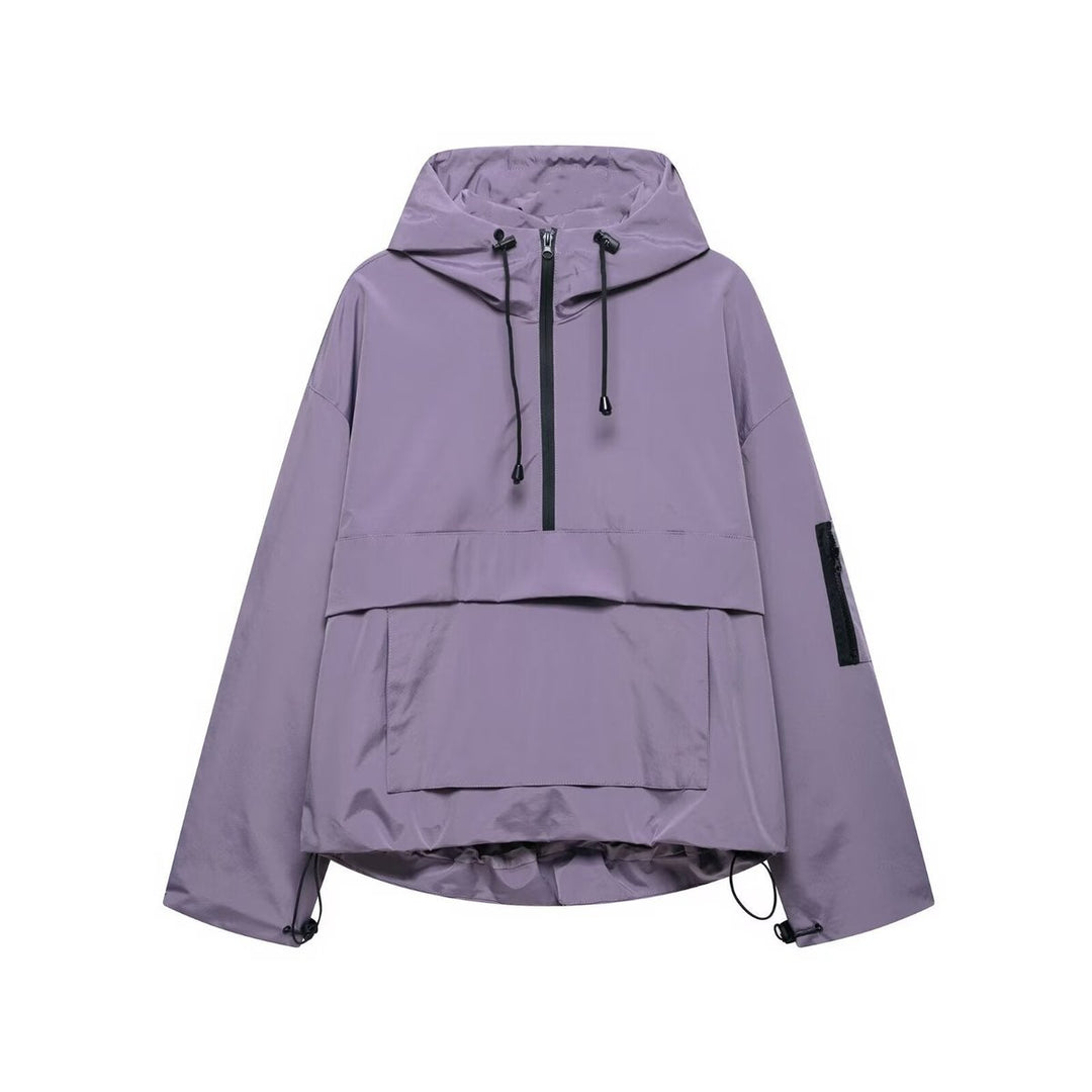 Damen Stepp-Übergangsjacke mit Kapuze Windabweisend Anorak - Lila