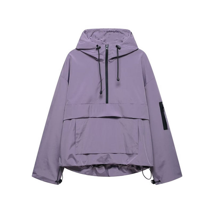 Damen Stepp-Übergangsjacke mit Kapuze Windabweisend Anorak - Lila