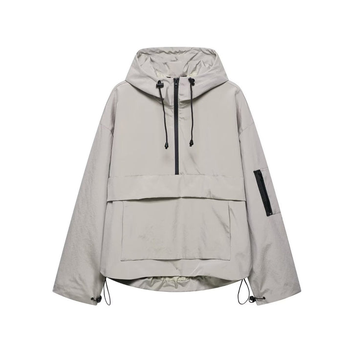 Damen Stepp-Übergangsjacke mit Kapuze Windabweisend Anorak - Grau