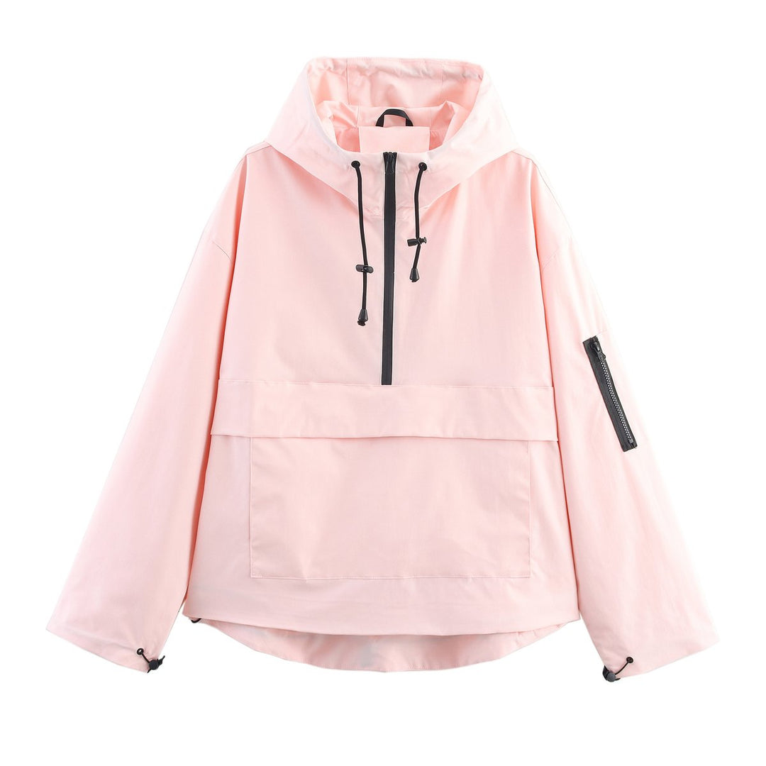 Damen Stepp-Übergangsjacke mit Kapuze Windabweisend Anorak - Hellrosa