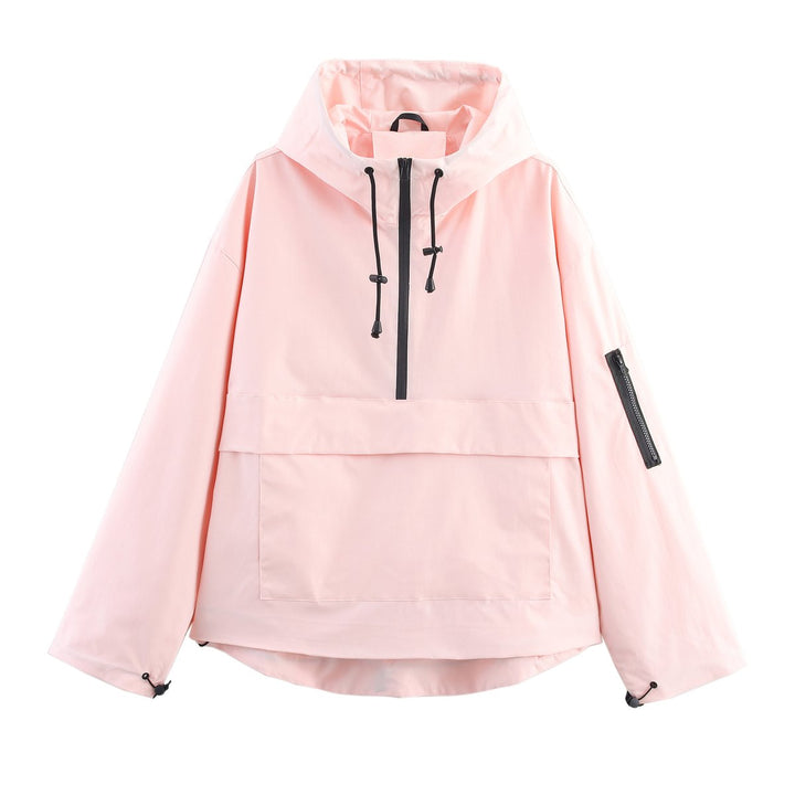 Damen Stepp-Übergangsjacke mit Kapuze Windabweisend Anorak - Hellrosa