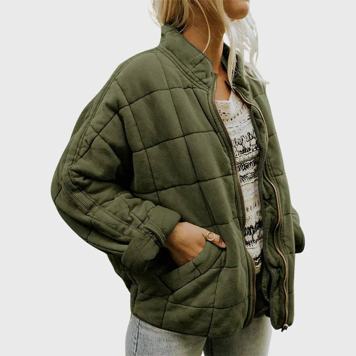 Damen Steppjacke gesteppt mit Reißverschluss Regular Fit Übergangsjacke - Grün (Fast Ausverkauft)