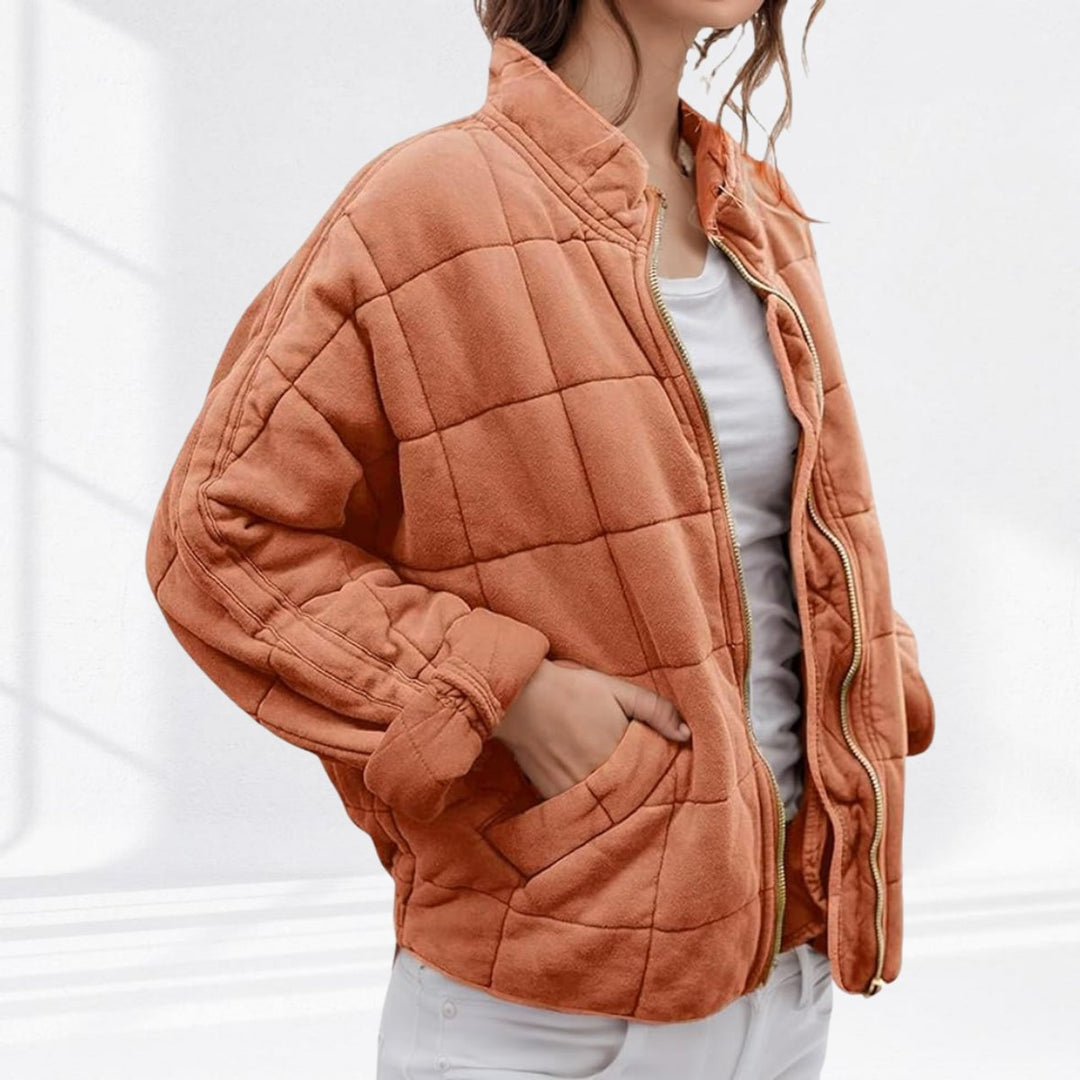 Damen Steppjacke gesteppt mit Reißverschluss Regular Fit Übergangsjacke - Pfirsich