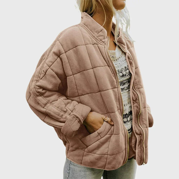 Damen Steppjacke gesteppt mit Reißverschluss Regular Fit Übergangsjacke - Khaki