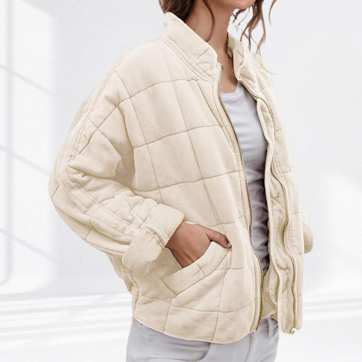 Damen Steppjacke gesteppt mit Reißverschluss Regular Fit Übergangsjacke - Creme
