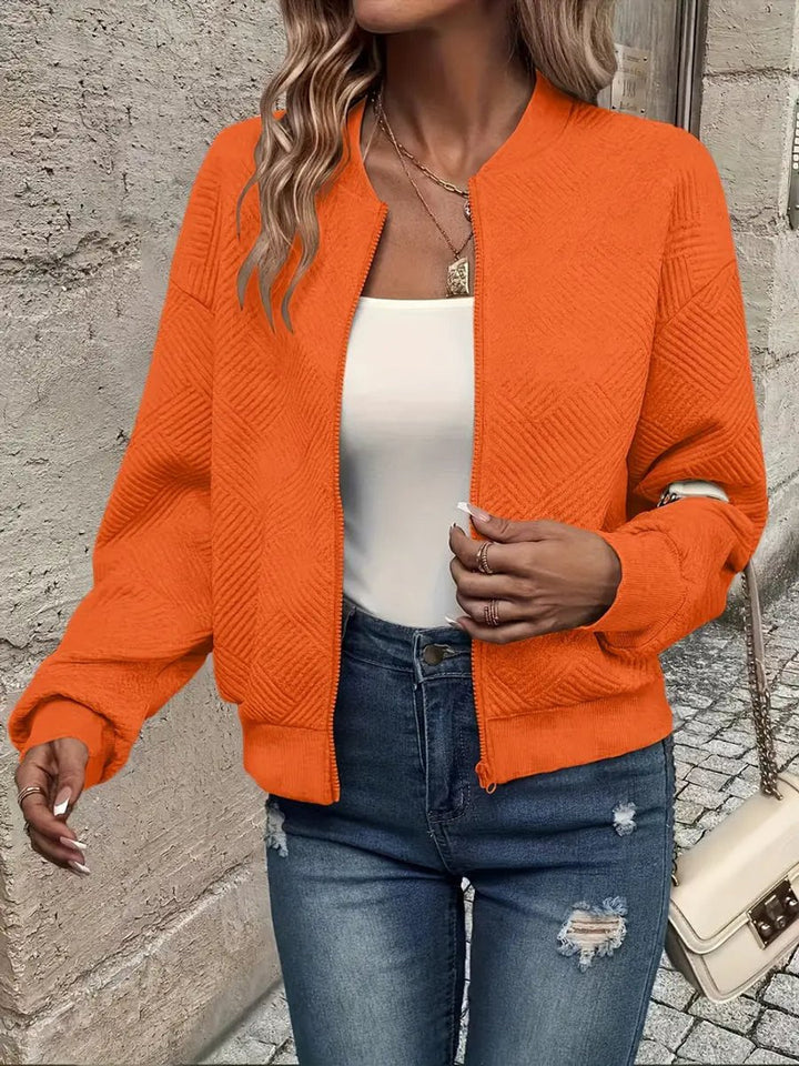 Damen Steppjacke leichte Zip-Up Jacke mit Strukturmuster