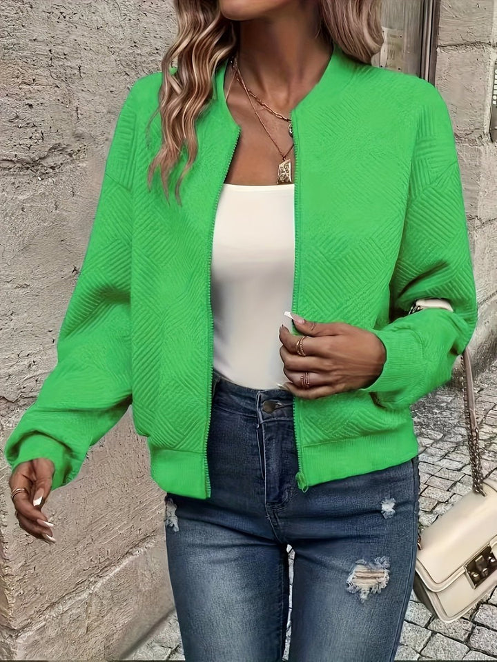 Damen Steppjacke leichte Zip-Up Jacke mit Strukturmuster