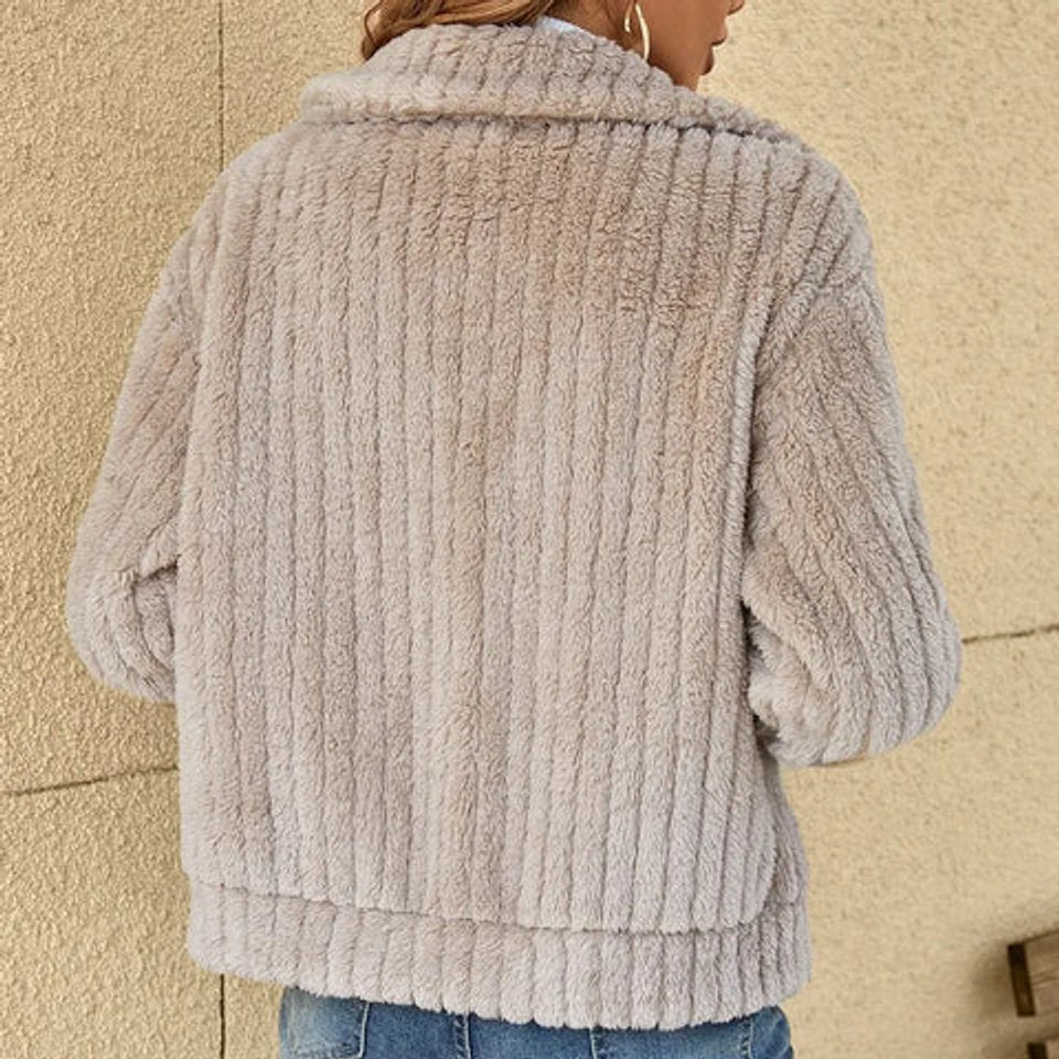 Damen Steppjacke Lässige Plüsch Reißverschluss Übergangsjacke