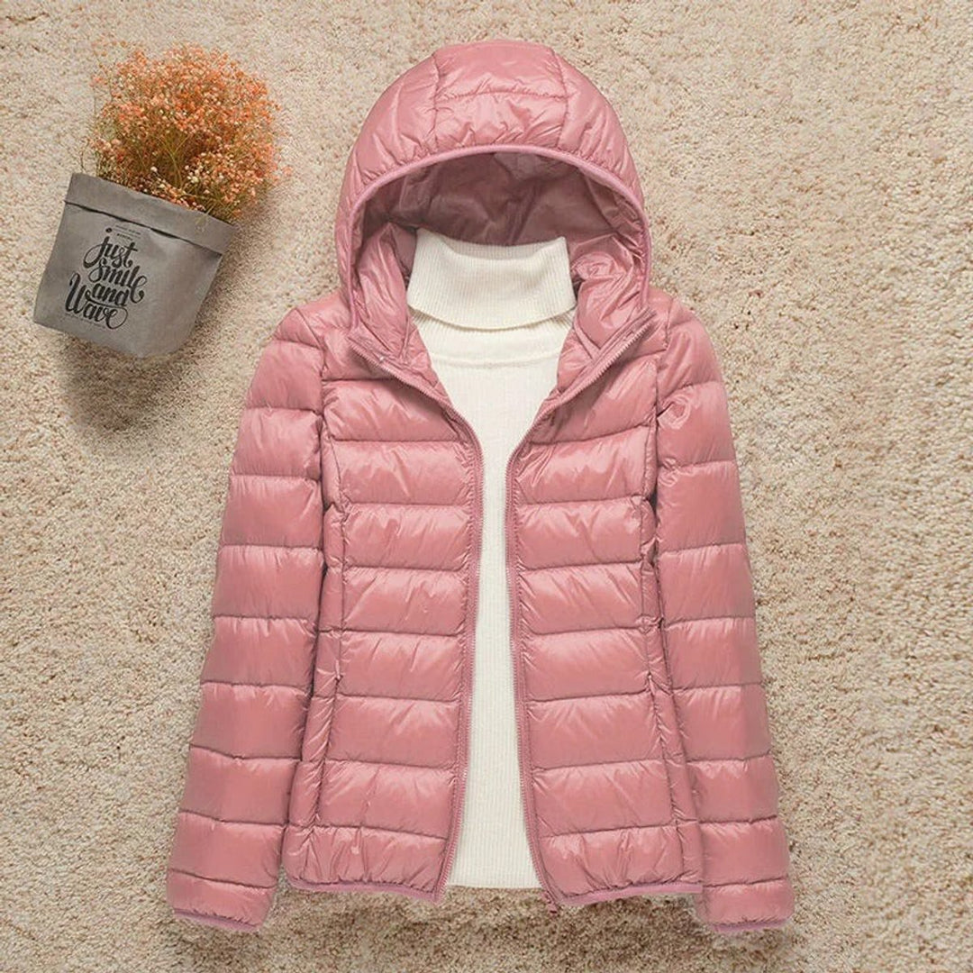 Damen Steppjacke mit Kapuze ultraleichte gefütterte Übergangsjacke - Rosa