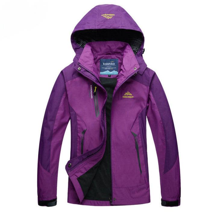Damen Steppjacke wasserdichte Outdoorjacke mit Kapuze - Violett