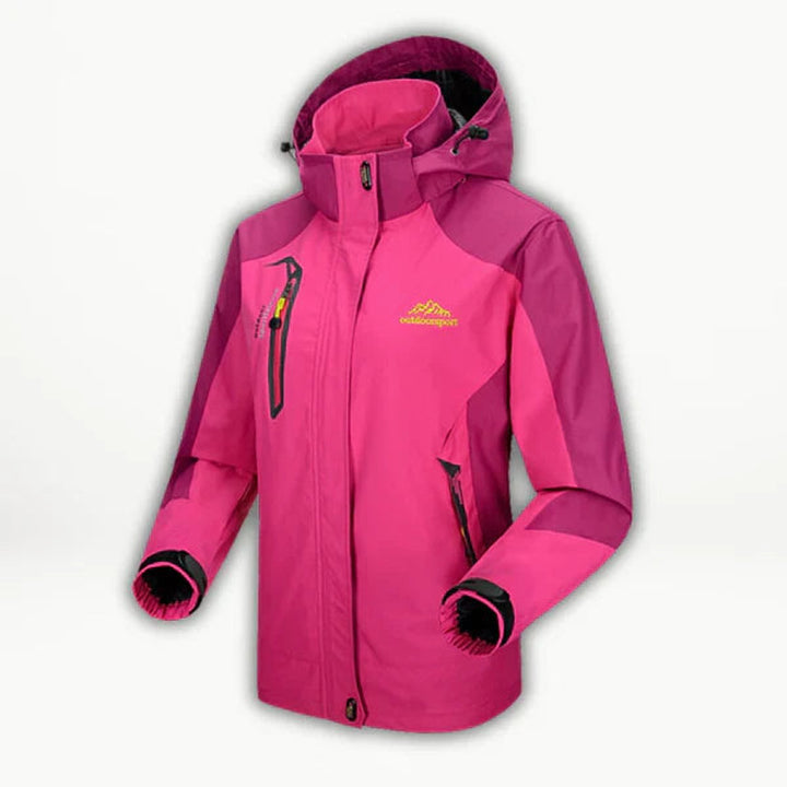 Damen Steppjacke wasserdichte Outdoorjacke mit Kapuze - Hellrot