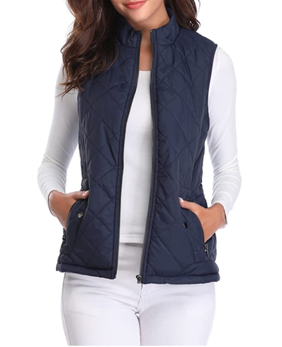 Damen Steppweste leicht gefütterte Puffer Vest Women Reißverschluss - Blau